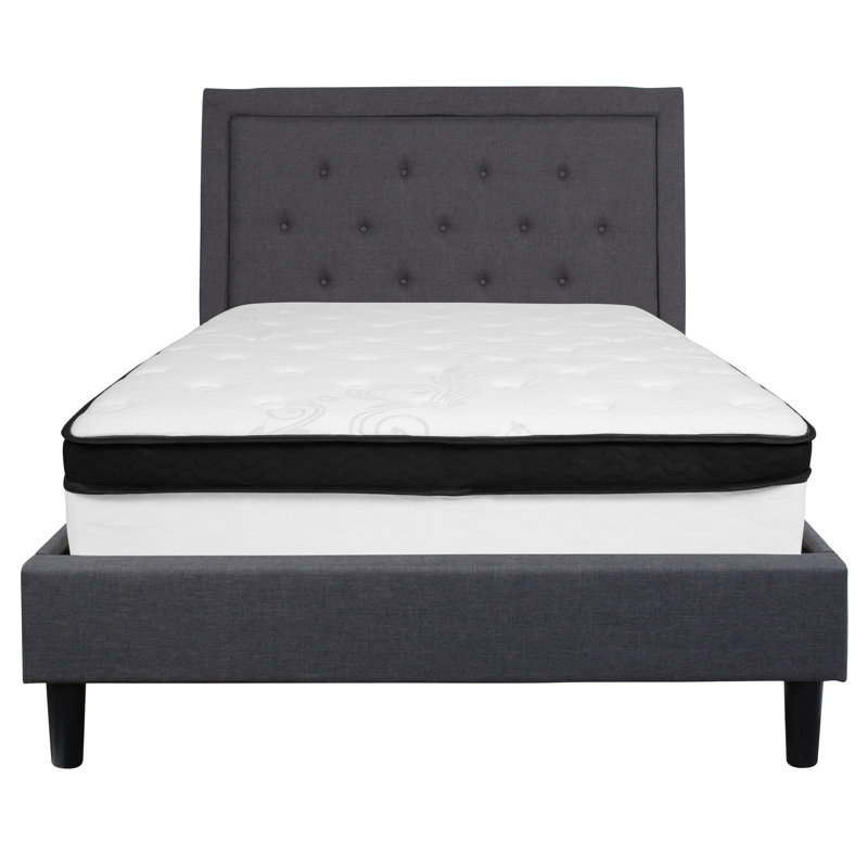 Lark Manor Aluino Panel Tufted Platform Bed and Memory Foam Pocket